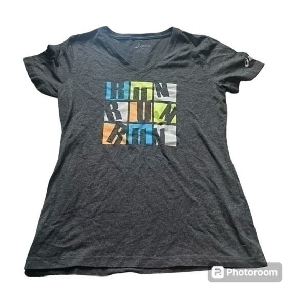 ASICS gray “Run” runner casual tshirt - Picture 1 of 7